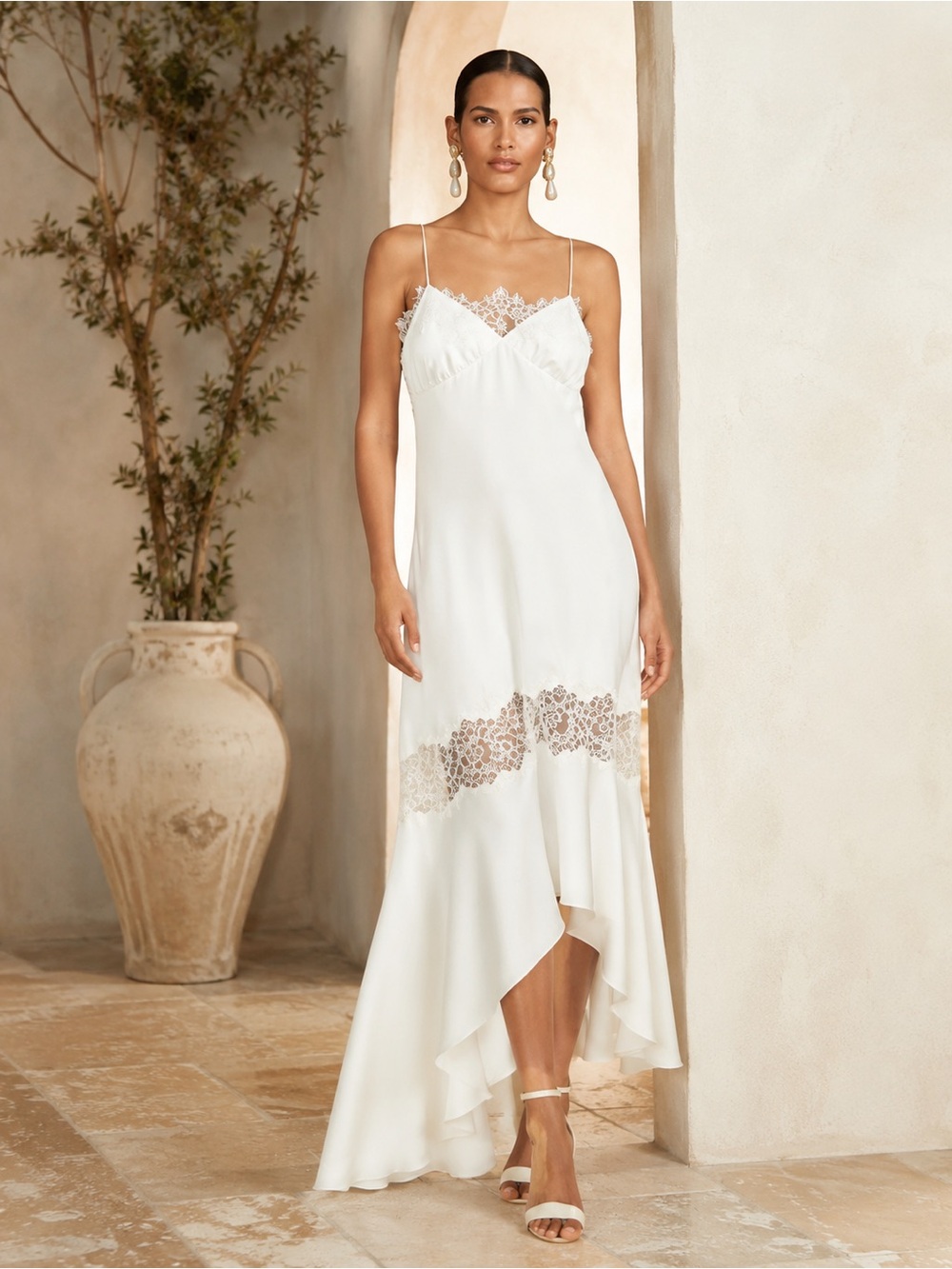 Sachin & Babi Candace Lace Hi-Low Ivory Cream Gown Dress Size 10 NEW